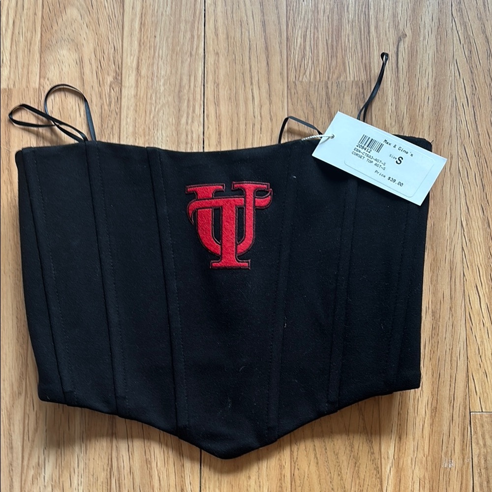 Black Crop Top with Red Logo